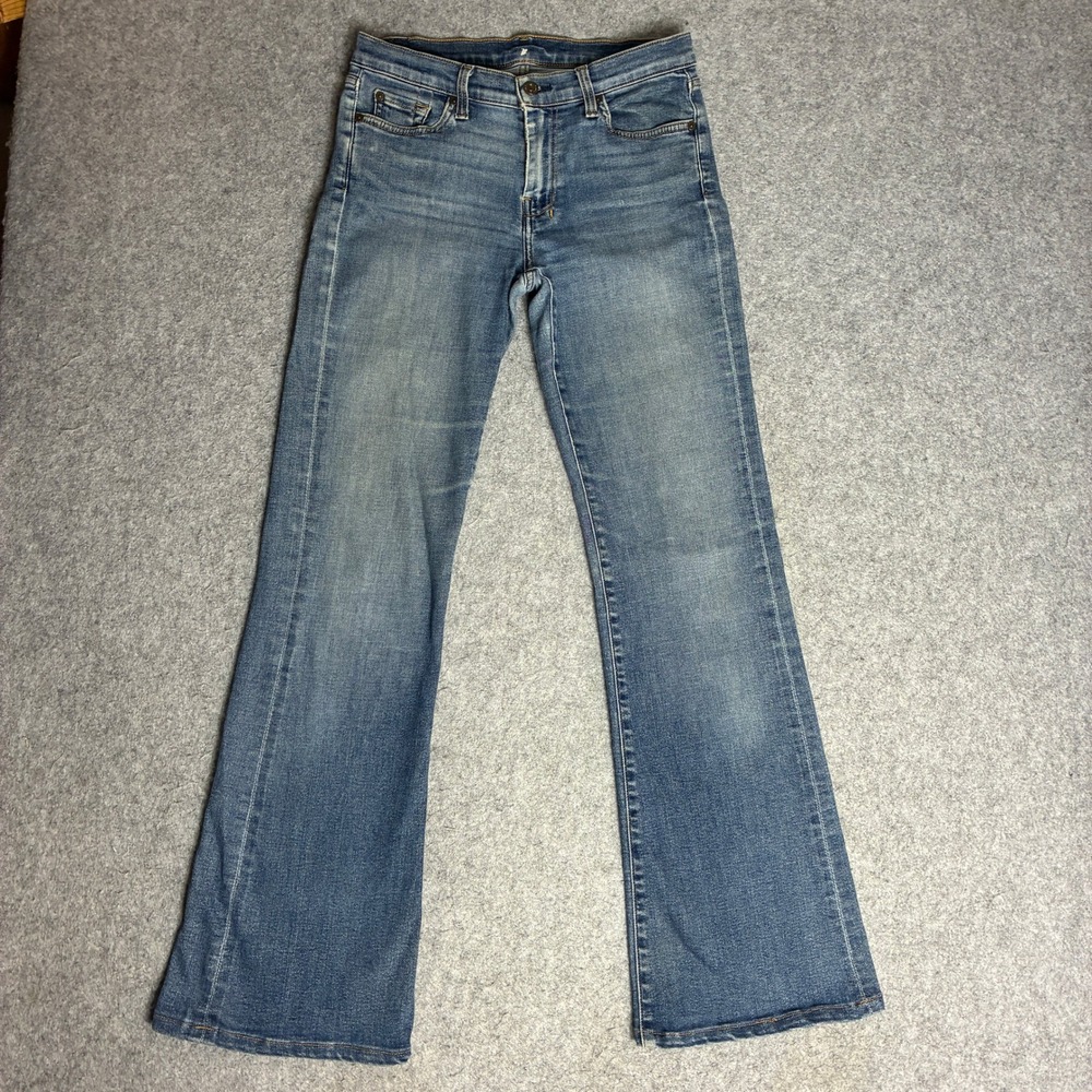 7 For All Mankind Bootcut Jeans Women 30x32 Blue Stretch Embroidered Flare Tall